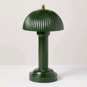Hearth and Hand Fluted Library Table Lamp Rechargeable Green Metal